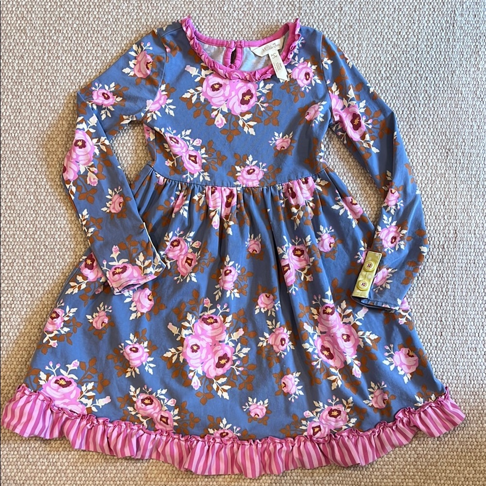 Matilda Jane Pink and Gray Ruffled Tiered Sundress